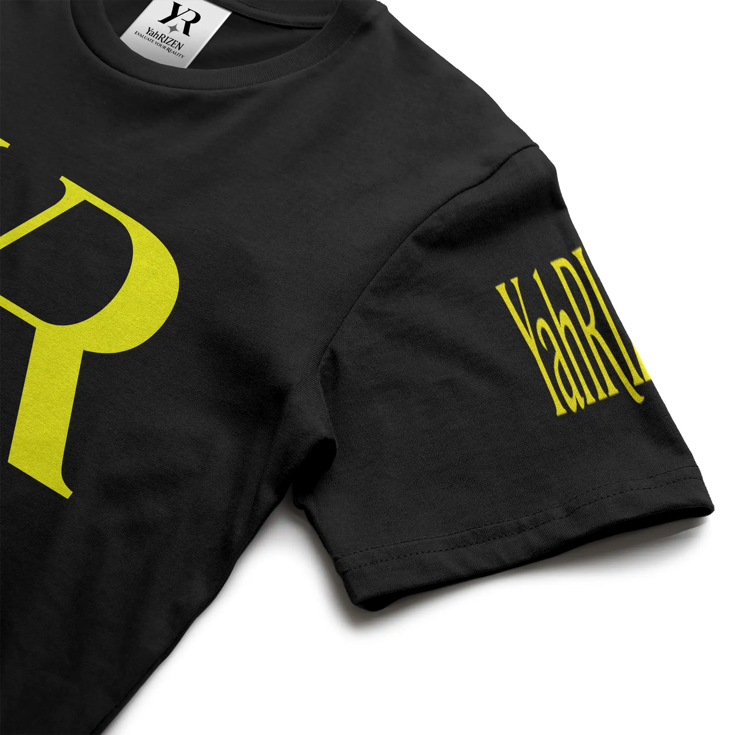 YR Monogram Solar Yellow Signature Tee – Left-Sleeve YahRiZEN Edition