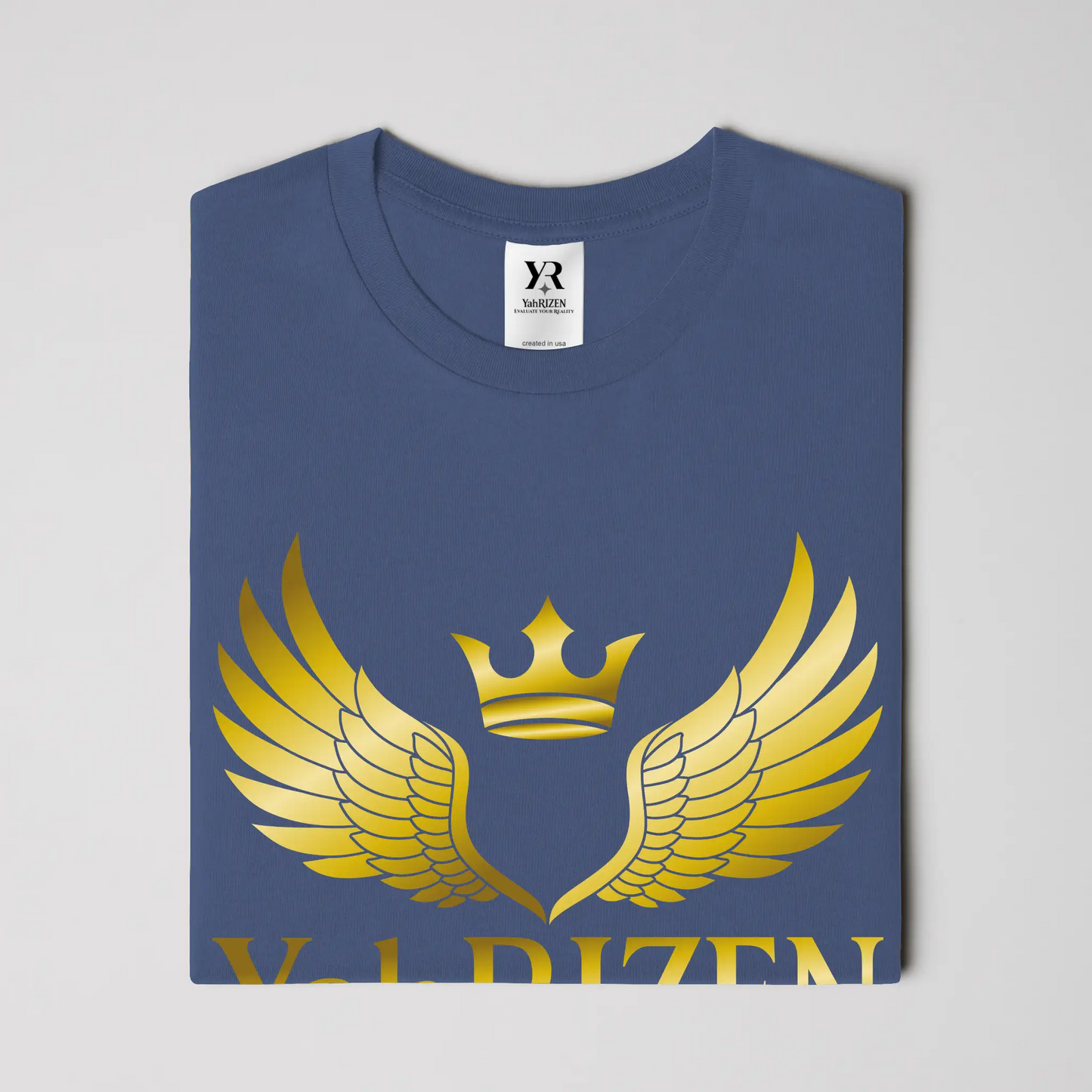 YahRIZEN™ Gold Foil Crest Tee — Black/Gold
