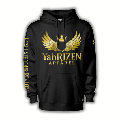YahRIZEN “Evaluate Your Reality™” Hoodie — Black/Gold Exclusive Drop