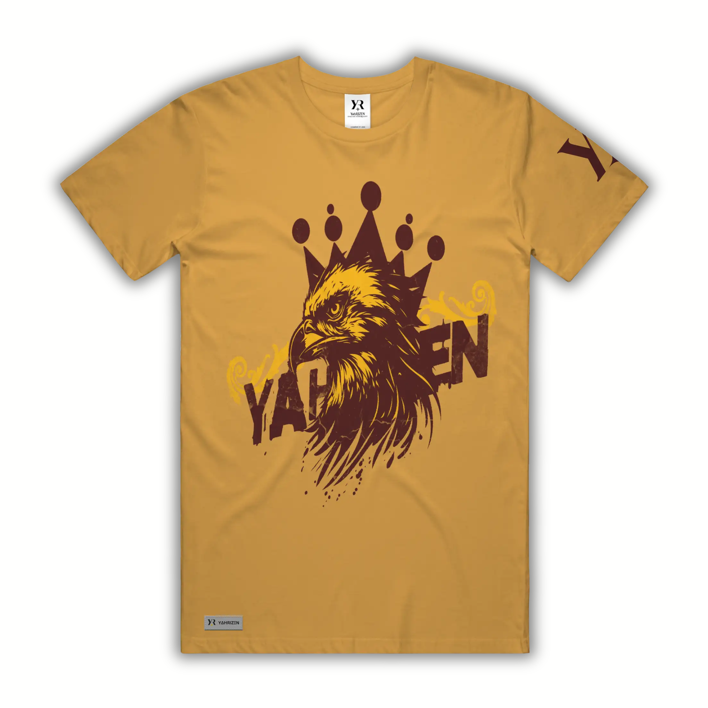 YahRIZEN Heritage Eagle Tee – Mustard/Maroon