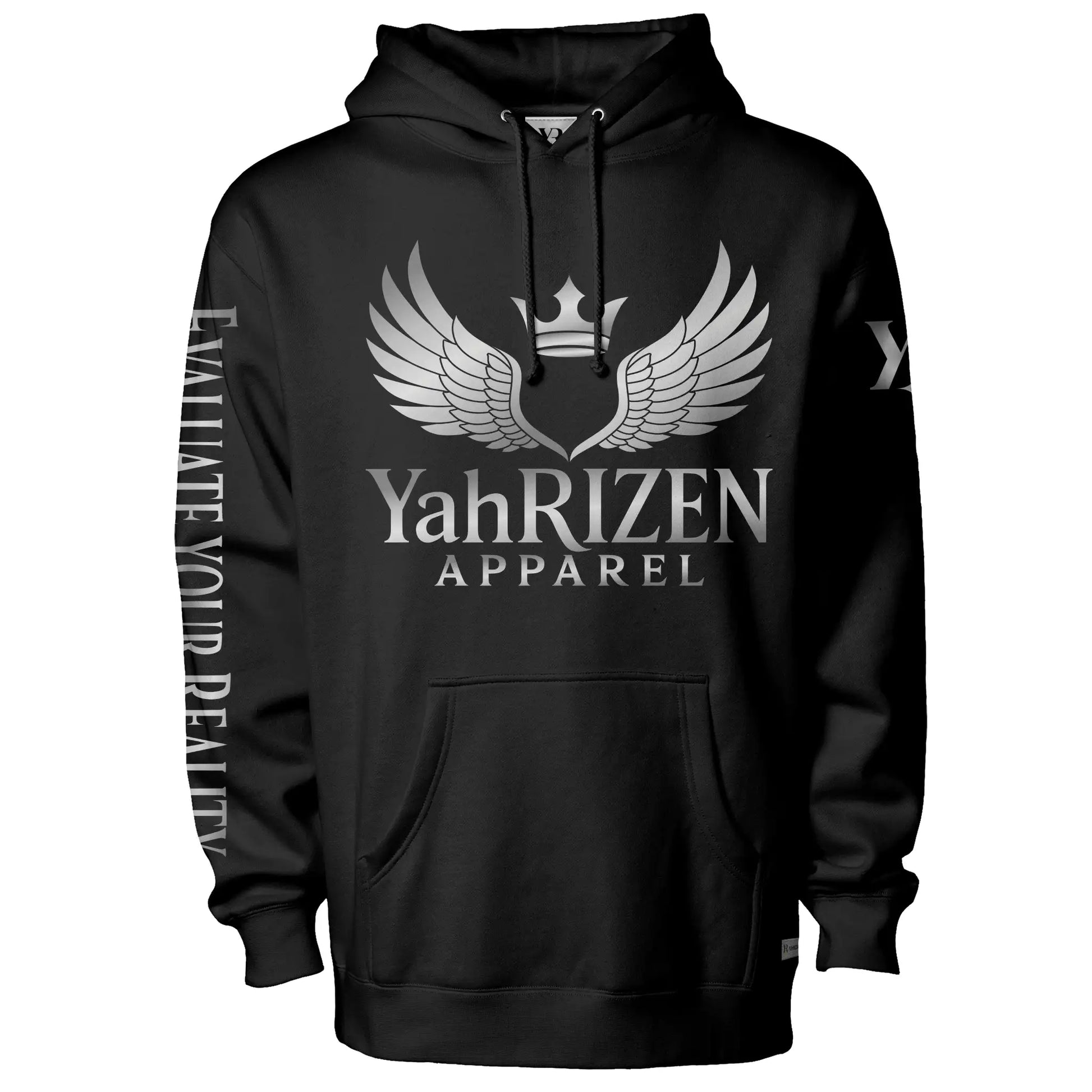 YahRIZEN “Evaluate Your Reality™” Hoodie — Black/Titanium Edition
