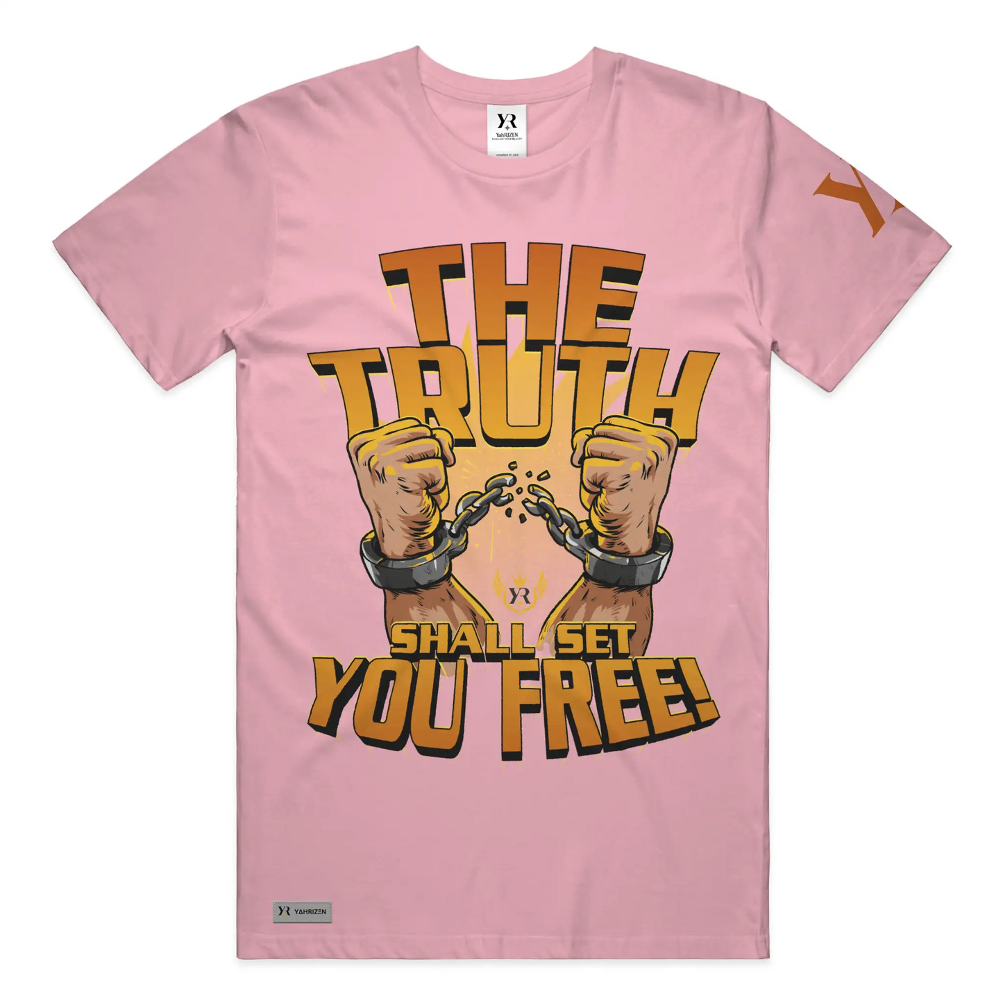 YahRIZEN Freedom Breaker Tee – The Truth Shall Set You Free Tee in Bubblegum