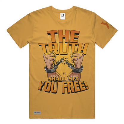 YahRIZEN Freedom Breaker Tee – The Truth Shall Set You Free Tee in Gold