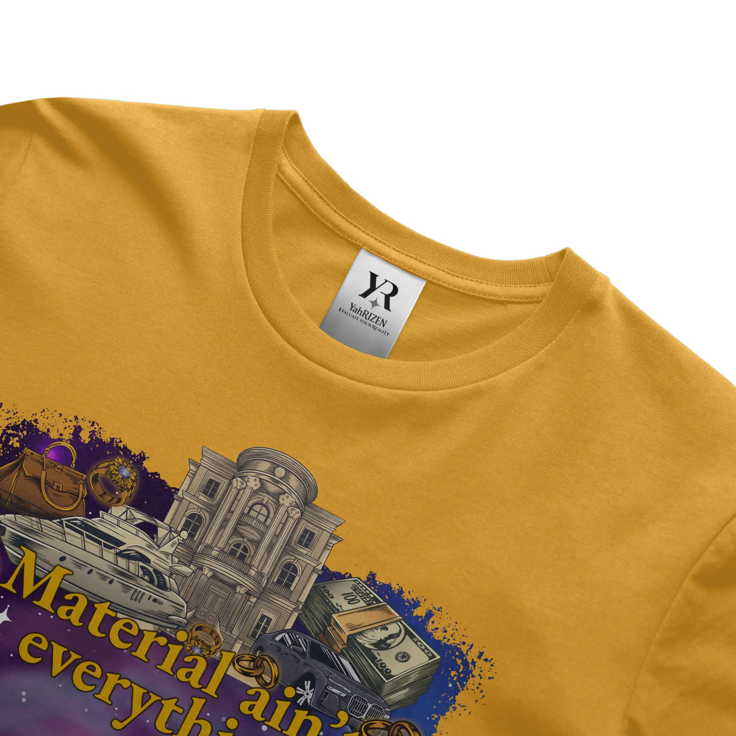 Material Ain’t Everything — BUT GOD IS EVERYTHING Exclusive Luxury Graphic Tee Gold