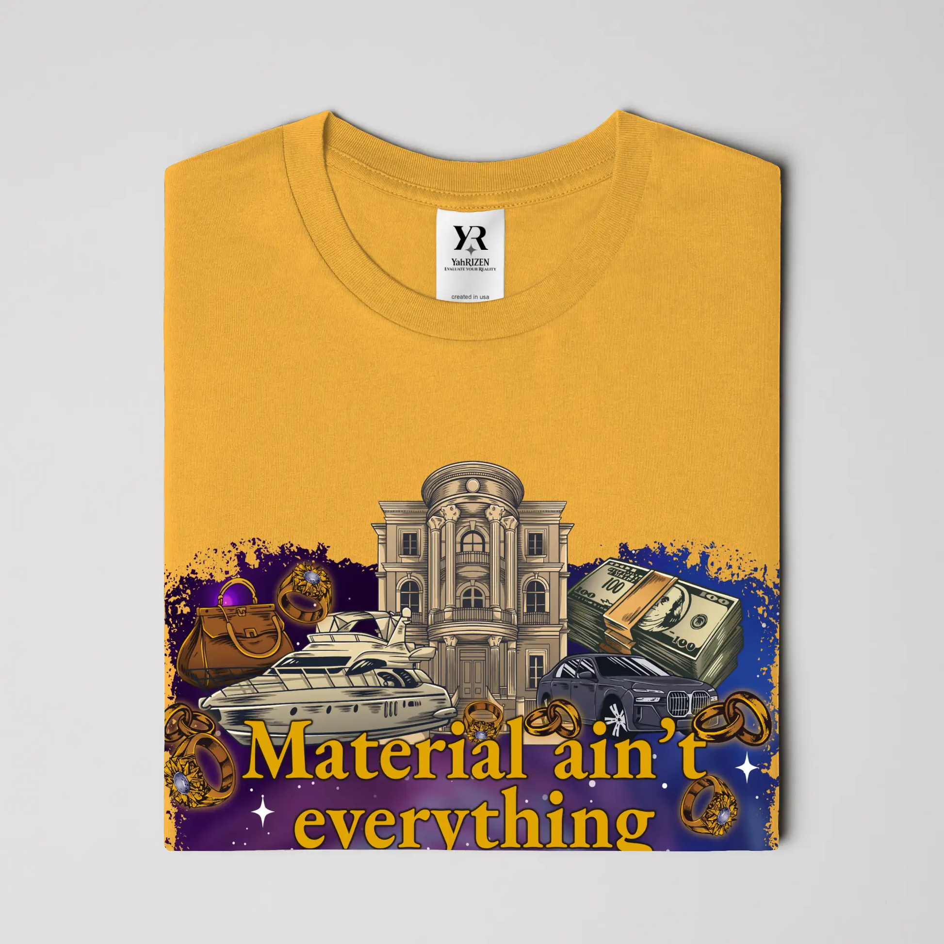 Material Ain’t Everything — BUT GOD IS EVERYTHING Exclusive Luxury Graphic Tee Gold