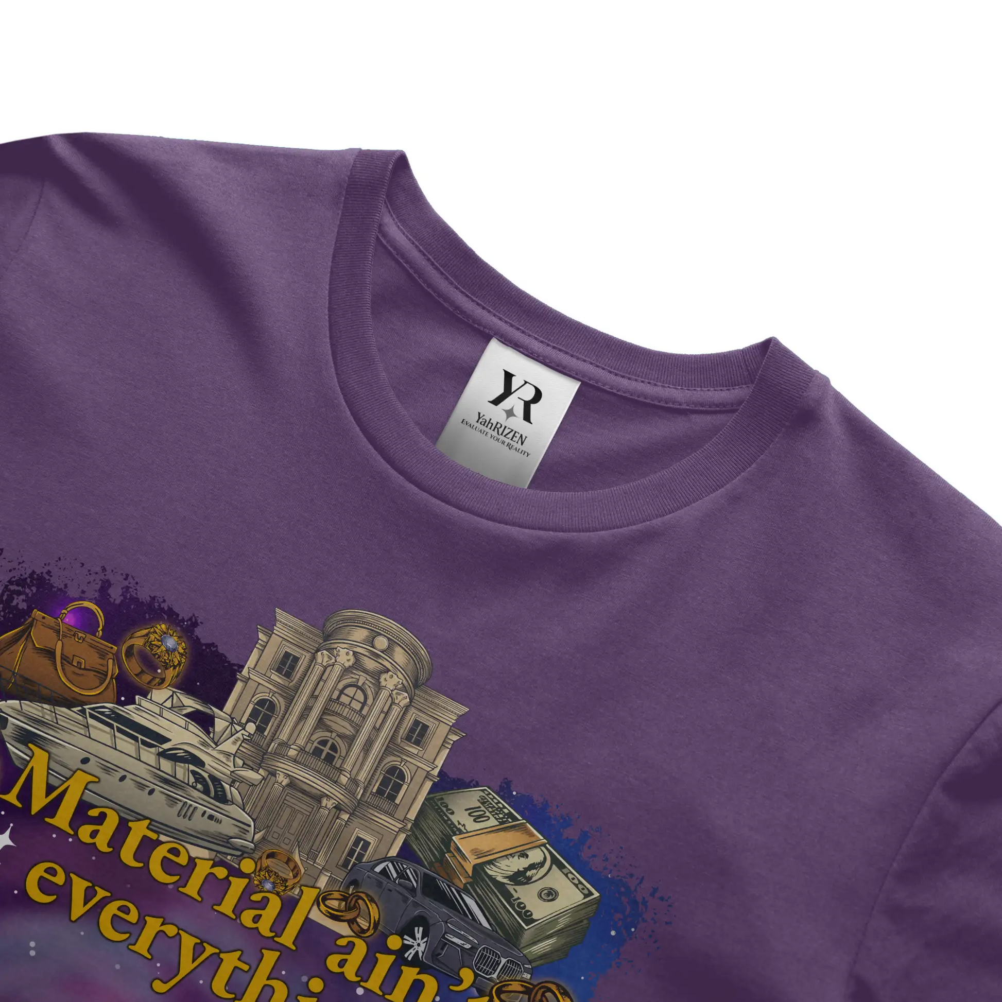 Material Ain’t Everything — BUT GOD IS EVERYTHING Exclusive Luxury Graphic Tee Purple
