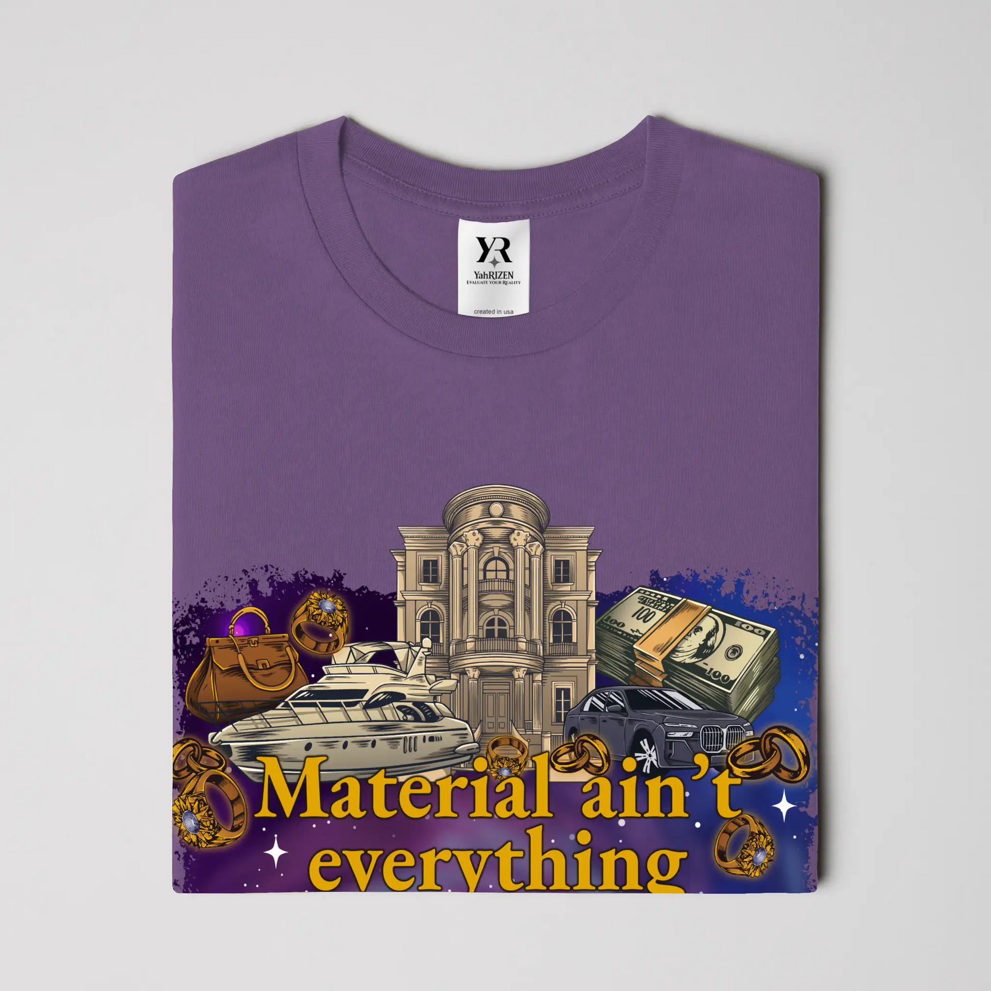 Material Ain’t Everything — BUT GOD IS EVERYTHING Exclusive Luxury Graphic Tee Purple
