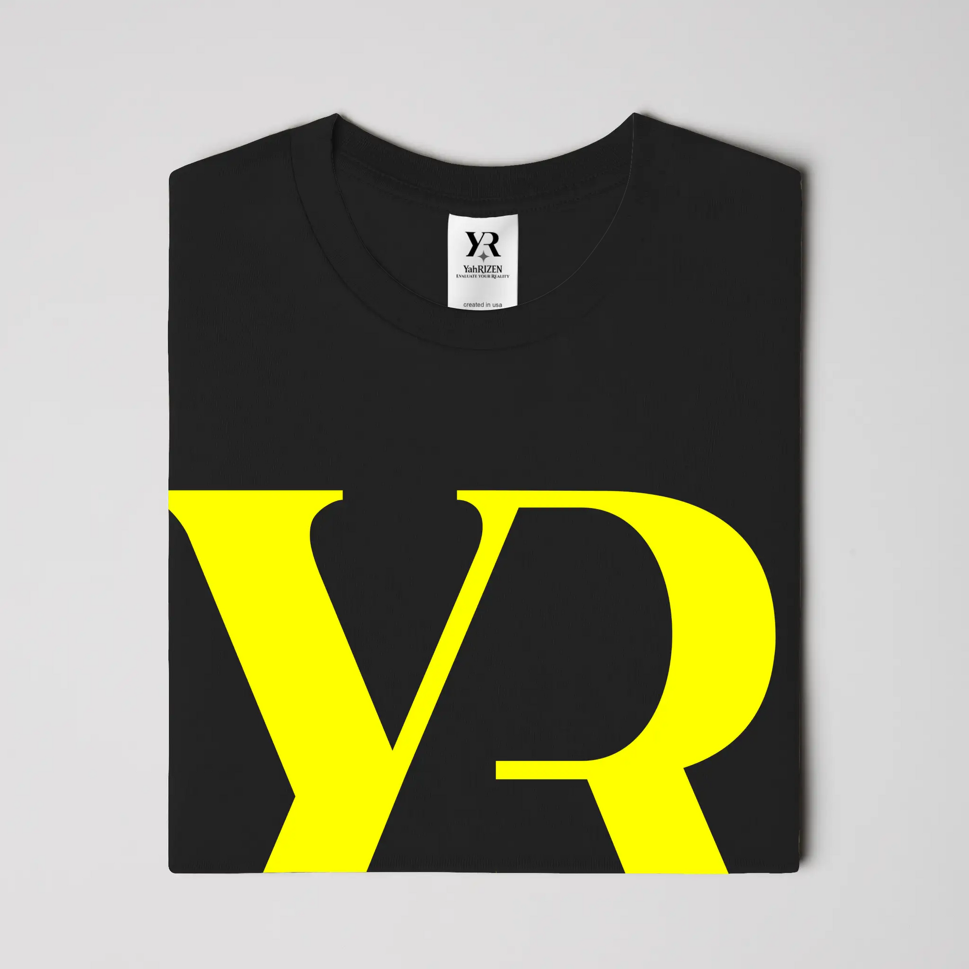 YR Monogram Solar Yellow Signature Tee – Left-Sleeve YahRiZEN Edition