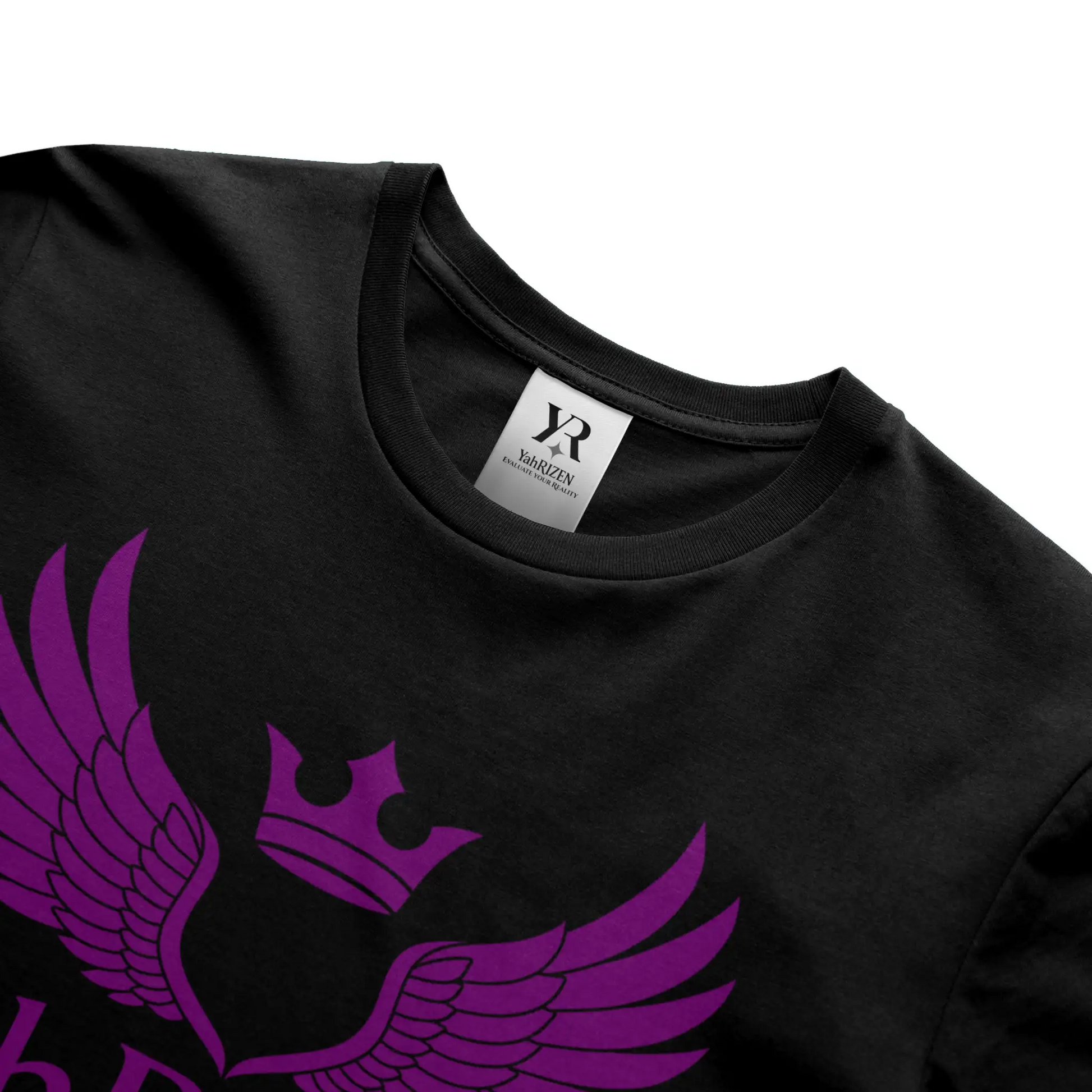YahRIZEN™ Crest Logo Tee – Purple on Black