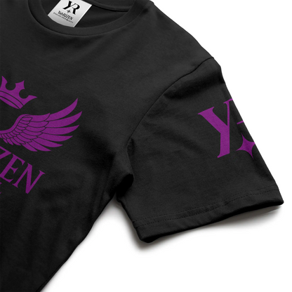 YahRIZEN™ Crest Logo Tee – Purple on Black
