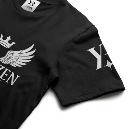 YahRIZEN Winged Crown Essential Tee – Black & White