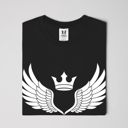 YahRIZEN Winged Crown Essential Tee – Black & White