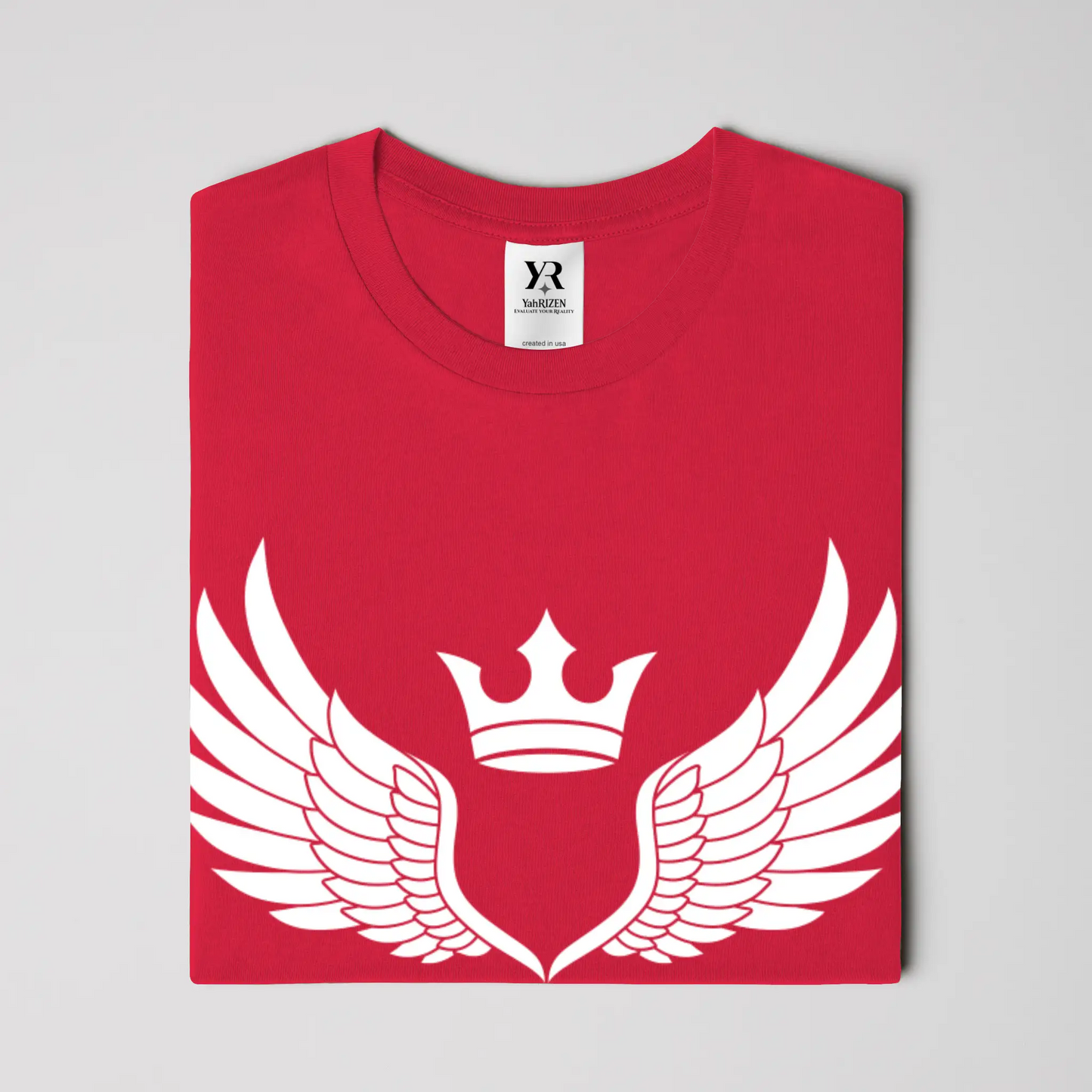 YahRIZEN Winged Crown Essential Tee – Black & White