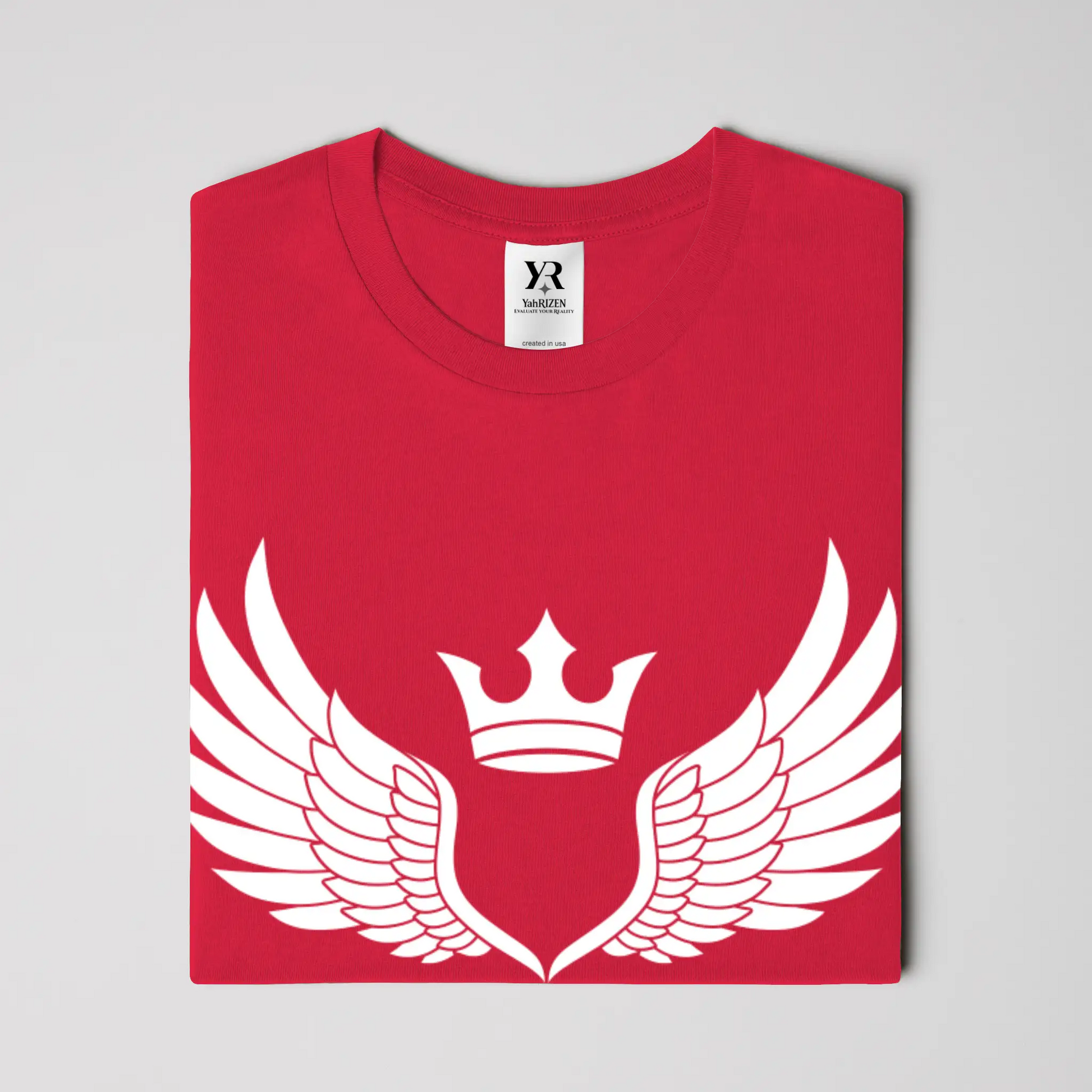 YahRIZEN Winged Crown Essential Tee – Black & White