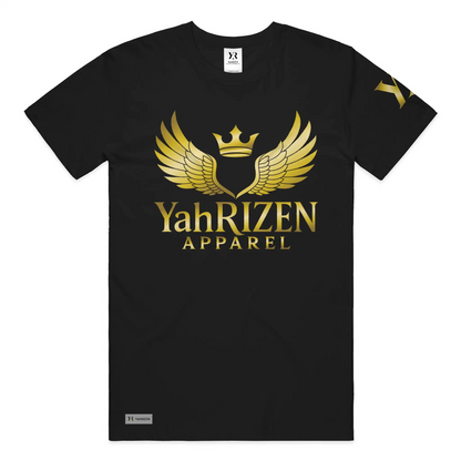 YahRIZEN™ Gold Foil Crest Tee — Black/Gold