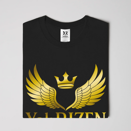 YahRIZEN™ Gold Foil Crest Tee — Black/Gold
