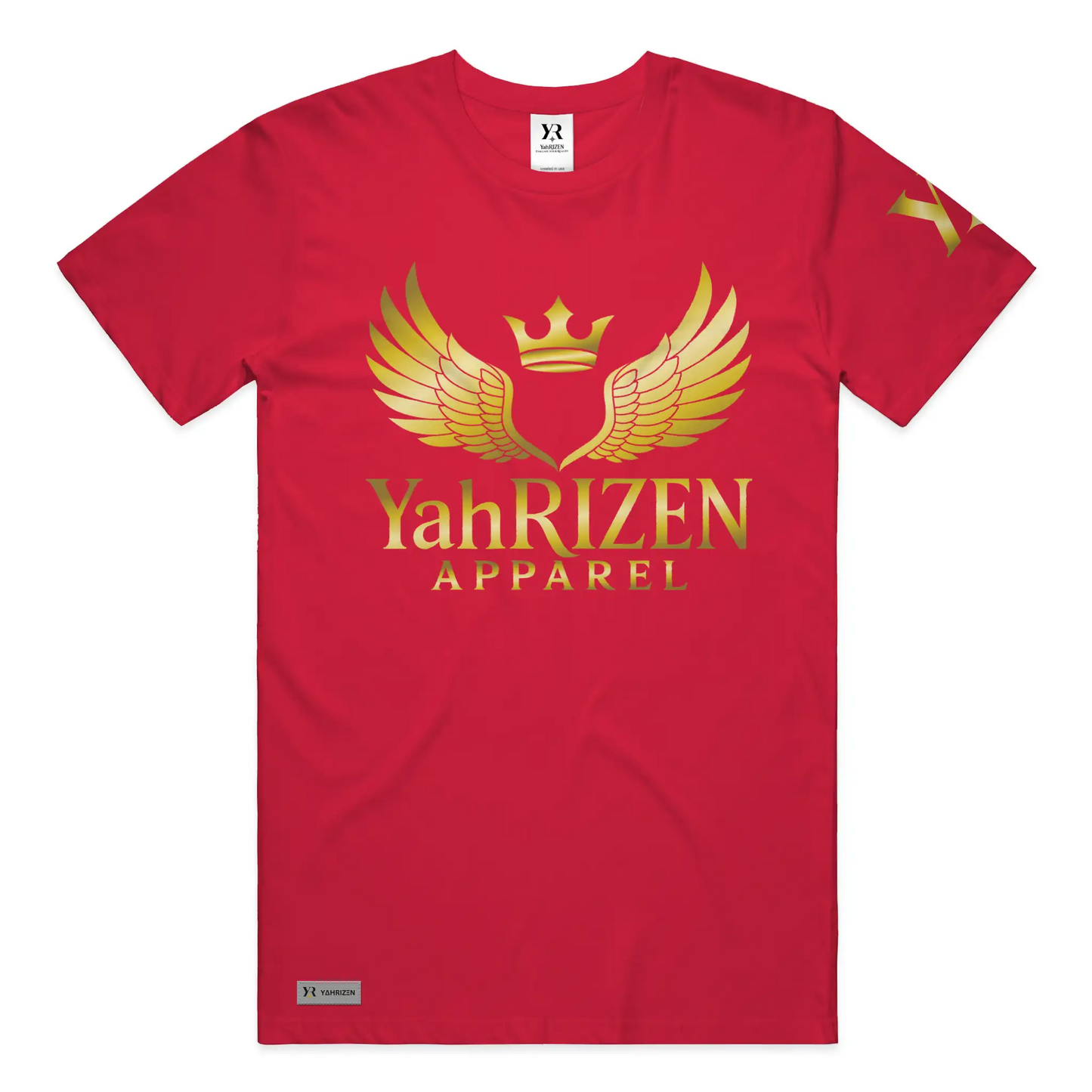 YahRIZEN™ Gold Foil Crest Tee — Black/Gold