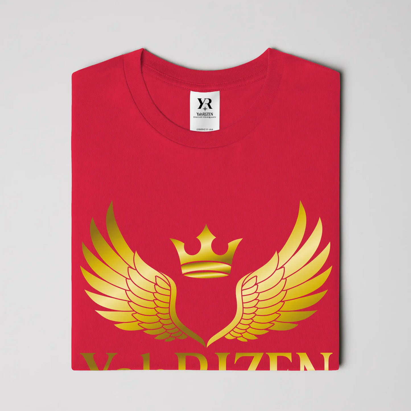 YahRIZEN™ Gold Foil Crest Tee — Black/Gold