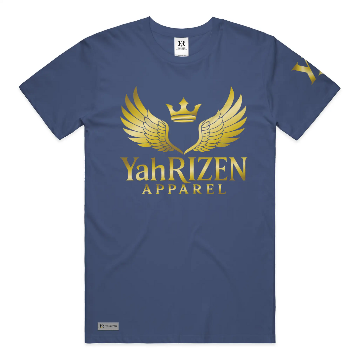 YahRIZEN™ Gold Foil Crest Tee — Black/Gold