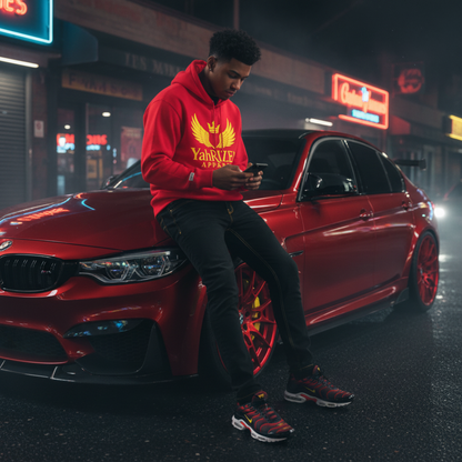 YahRIZEN Solar Yellow Wings Hoodie – Signature Edition (Red)