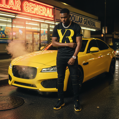 YR Monogram Solar Yellow Signature Tee – Left-Sleeve YahRIZEN Edition