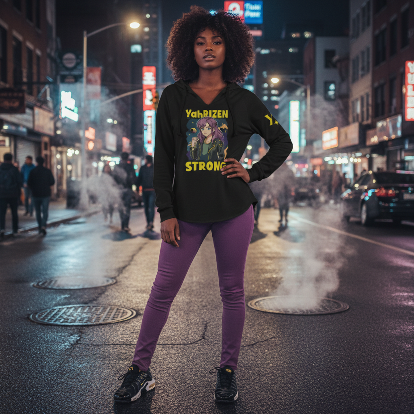 YahRIZEN STRONG Women’s Hooded Pullover Black