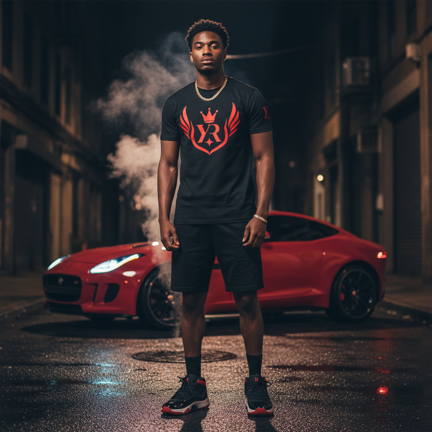 YahRIZEN Royal Standard Tee – Red Crest Emblem