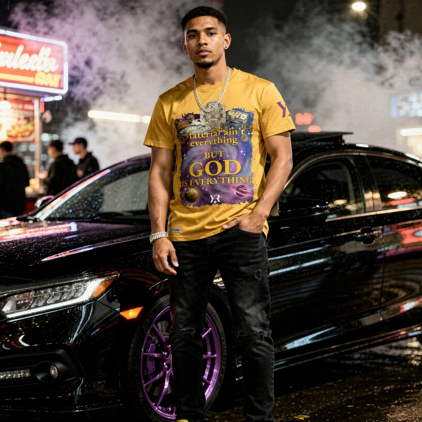 Material Ain’t Everything — BUT GOD IS EVERYTHING Exclusive Luxury Graphic Tee Gold