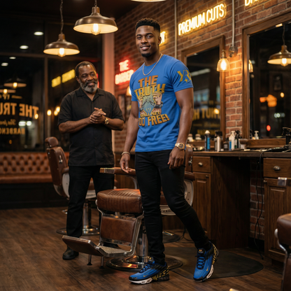 YahRIZEN Freedom Breaker Tee – The Truth Shall Set You Free Tee in Royal Blue