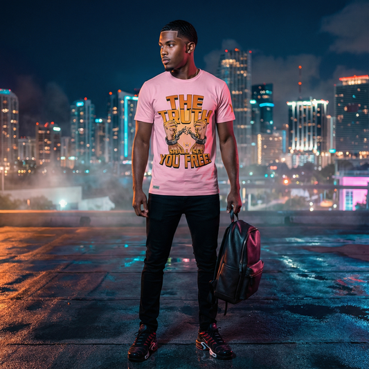 YahRIZEN Freedom Breaker Tee – The Truth Shall Set You Free Tee in Bubblegum
