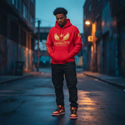 YahRIZEN “Evaluate Your Reality™” Hoodie — Red/Gold Exclusive Drop
