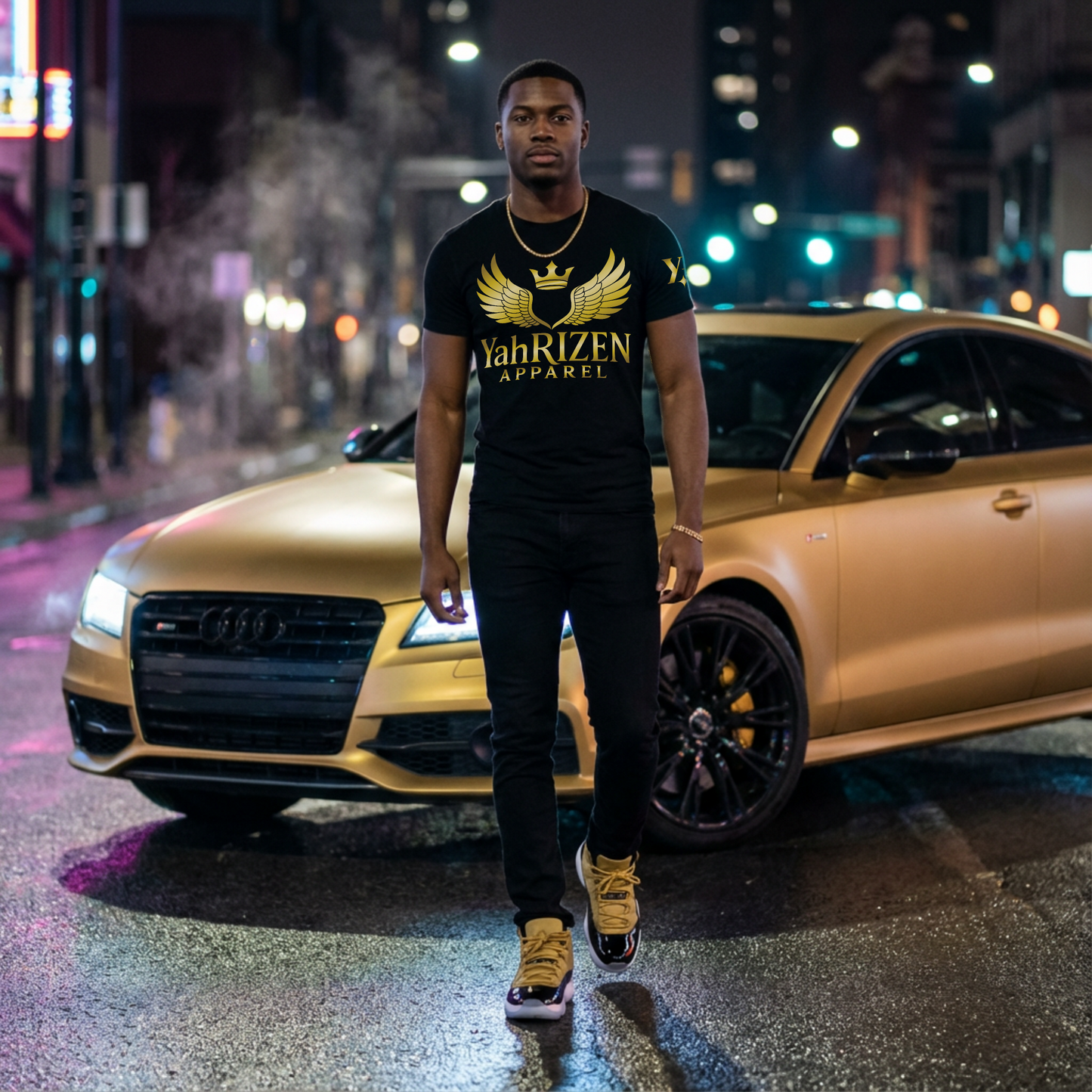 YahRIZEN Gold-Tone Crest Tee — Exclusive Drop