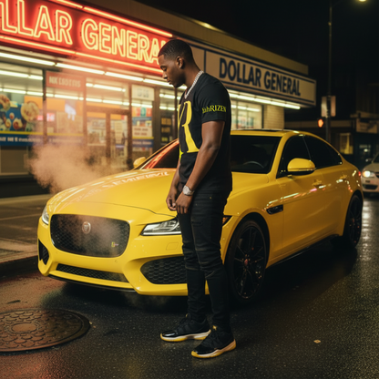 YR Monogram Solar Yellow Signature Tee – Left-Sleeve YahRIZEN Edition