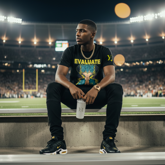 Evaluate Your Reality – Anime Aura Tee (Black / Atlantic / Hydro)