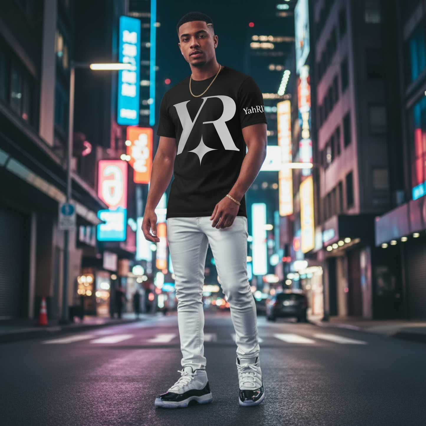 YR Monogram Signature Tee – Black