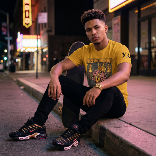 "Free Your Mind" – YahRIZEN Tee Gold