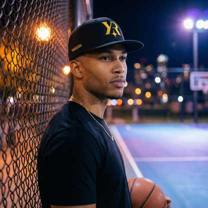 YahRIZEN Signature Snapback Hat — Gold Monogram Edition