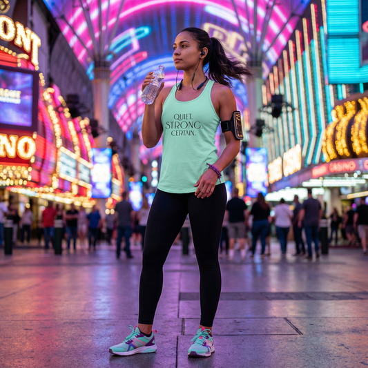 Quiet. Strong. Certain. Women’s Racerback Tank