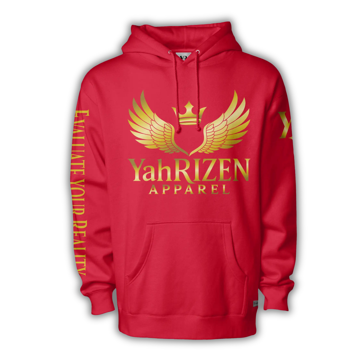 YahRIZEN “Evaluate Your Reality™” Hoodie — Red/Gold Exclusive Drop