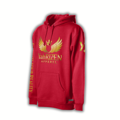 YahRIZEN “Evaluate Your Reality™” Hoodie — Red/Gold Exclusive Drop